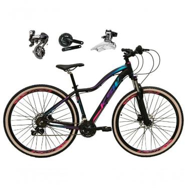 Imagem de Bicicleta Aro 29 Ksw Mwza Shimano Altus 24v Frio Hidráulico Garfo Trava Pneu Bege - Preto/pink/azul Tam.17