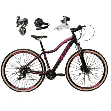 Imagem de Bicicleta Aro 29 Ksw Mwza Shimano Altus 24v Frio Hidráulico Garfo Trava Pneu Bege - Preto/rosa Tam.15