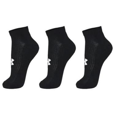 Imagem de Meia Under Armour Core Cotton Low Cut Cano Curto Kit 3 Unidades Preta,