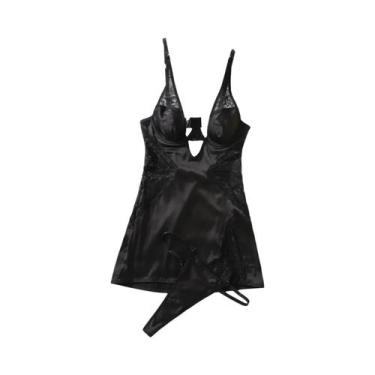 Imagem de Conjunto De Sutiã Feminino Com Renda E Patchwork, Camisola Francesa De