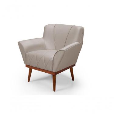 Imagem de Cadeira Poltrona Yasmin Veludo Decorativa Império Estofados Bege