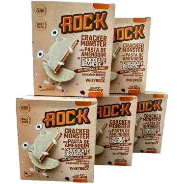 Imagem de Kit 5 Alfajor Cracker Fit Whey Protein Rock Chocolate Branco