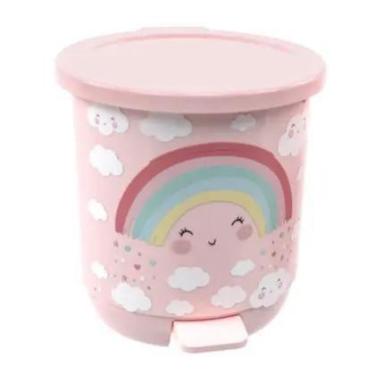 Imagem de Lixeira Plasutil Decora Pedal - Arco Íris Colorido