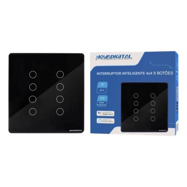 Imagem de Interruptor Touch Wifi 8 Botões 4x4 Inteligente Alexa Google Compativel com Alexa tuya Preto