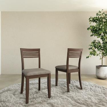 Imagem de Conjunto com 2 Cadeiras 8981WN Rubi Madeira Maciça Estofadas para Sala de Jantar Café Linho Arizona Finestra