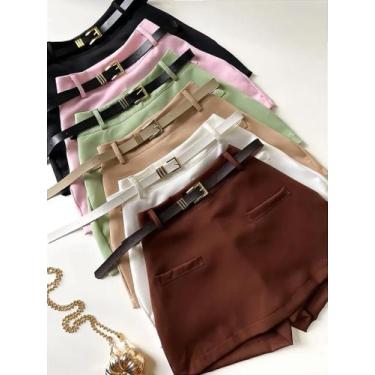 Imagem de Shorts Saia em Alfaiataria com Bolso Falso e Cinto - Ref. 1812 - no-br