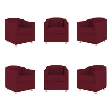 Imagem de Kit 6 Poltronas Decorativas Tilla Para Sala De Espera Suede Marsala Balaqui Decor