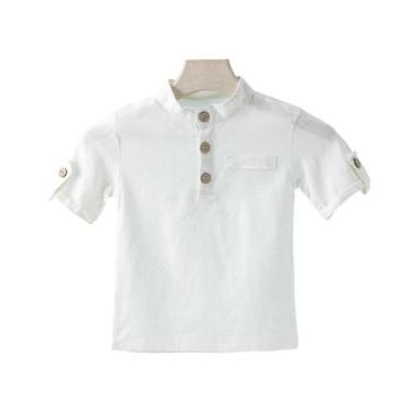 Imagem de Camisa Polo Infantil De Manga Curta Casual Com Gola Mandarim Em Cor Só