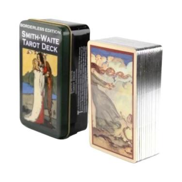 Imagem de Baralho De Tarot Manara Com Borda Dourada 78 Cartas Em Caixa De Lata J