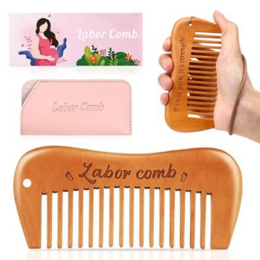 Imagem de Pente de Parto AIIQESBT de Madeira para Alívio da Dor do Trabalho de P