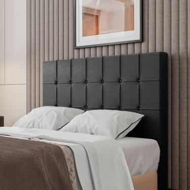 Imagem de Cabeceira Estofada Turmalina Queen Corino 162x130x10 Cm Preto Sonhar Estofados