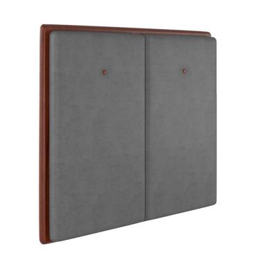 Imagem de Cabeceira Estofada Casal 140 Cm Coral Veludo Cinza