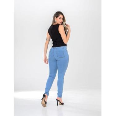 Imagem de Calça Jeans Feminina Skinny Cintura Alta Levanta Bumbum Com Lycra - 42