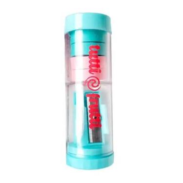 Imagem de Apontador com Borracha BRW Apontador com 4 Borrachinhas Integradas Compacto e Funcional para Uso Escolar Azul e Rosa