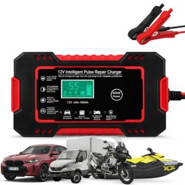 Imagem de Carregador Inteligente Automotivo 12V Para Bateria Carro Moto Display 