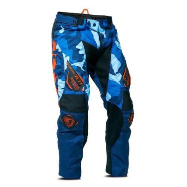 Imagem de Calça Infantil Motocross Trilha - Jett Factory Edition 3, Azul, Laranj