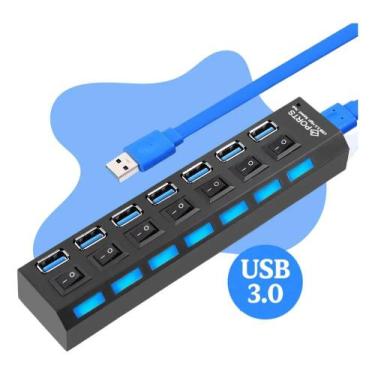 Imagem de Hub USB 3.0 7 Portas YBF Extensão PC Notebook HD Externo - Congratulat