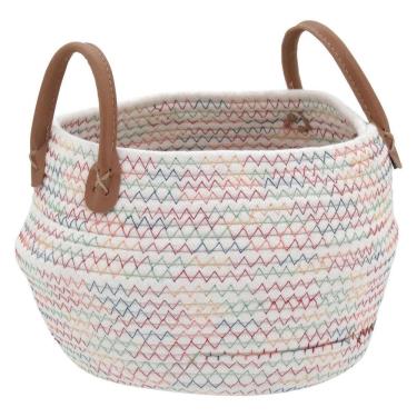 Imagem de CESTA DECORATIVA ORGANIZADORA MULTIUSO COLORÊ TECIDO 17x25x23cm BRANCO