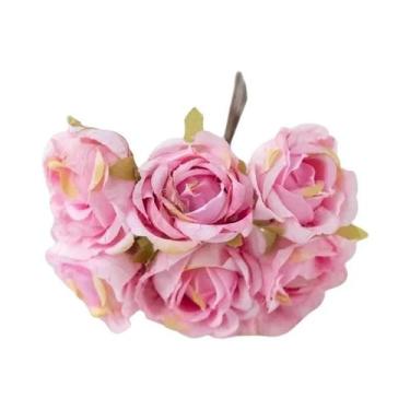 Imagem de Flores Artificiais De Rosa De Seda, 6 Peças, Mini Buquê, Guirlanda, Sc