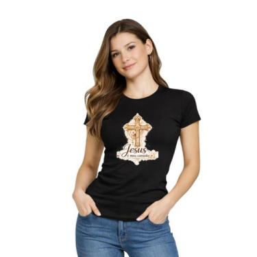 Imagem de Camiseta baby look 100% Algodão Católica Estampa em DTF Jesus é o Cami