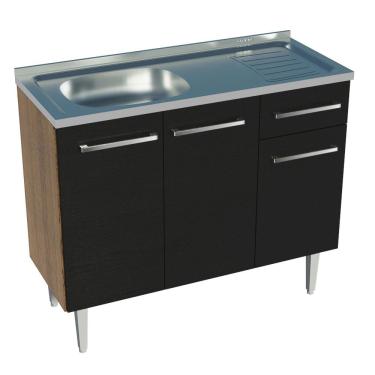 Imagem de Balcão Gabinete com Pia 3 Portas 1 Gaveta 105cm Emilly Madesa