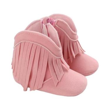 Imagem de Botas De Neve Para Bebê Menina Rosa Com Pelúcia Grossa E Quente, Antid