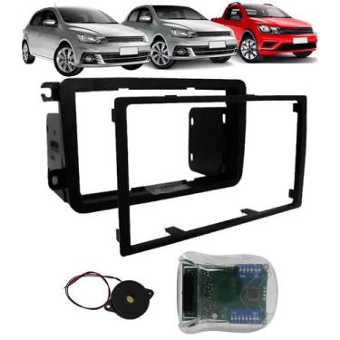 Imagem de Moldura De Painel 2 Din + Interface Comando de Volante Vw Gol Saveiro 