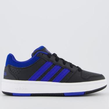 Imagem de Tênis Adidas Hoops Classic Juvenil Preto e Azul, 35