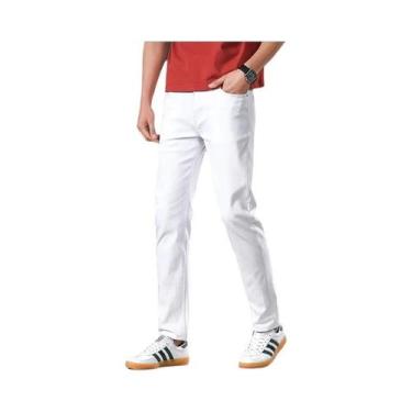 Imagem de Calças Jeans Masculinas De Algodão Stretch Confortáveis, Corte Reto, C