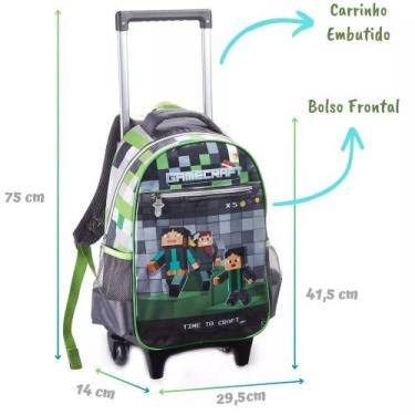 Imagem de Mochila De Rodinha Escolar Infantil Menino GameCraft Denlex