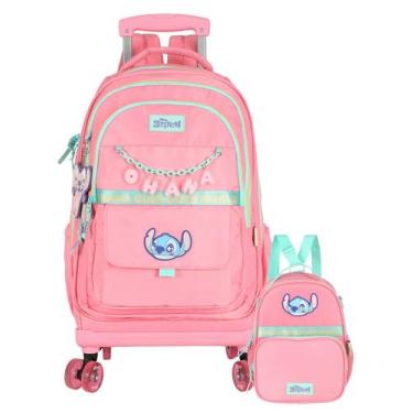 Imagem de Kit Lilo Stitch Mochila 4 Rodas + Lancheira Térmica 2EM1 - Luxcel, ros