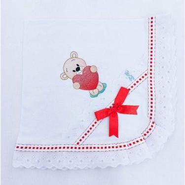 Imagem de Manta Malha sem forro 75cmx75cm - Cia do Bebê - NoBrand, Vermelho Urso