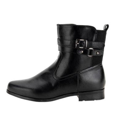 Imagem de Bota Mooncity Cano Curto Fivela REF:72329, Preto, 35