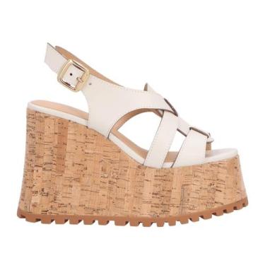 Imagem de Sandália Luiza Barcelos Feminina Off White Plataforma Couro, 36, Off w