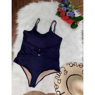 Imagem de Maiô plus size com bojo - Nova Empoderada, Azul marinho, Plus 48 ao 52