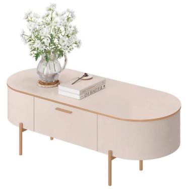 Imagem de Mesa De Centro Para Sala Pés Metálicos Clover D04 Off White - Mpozenato