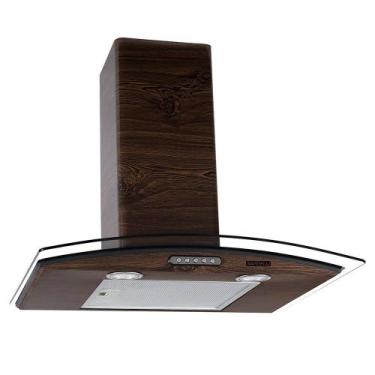 Imagem de Coifa de Parede 60cm Vidro Curvo Slim Nardelli Wood com Nogueira, 220V