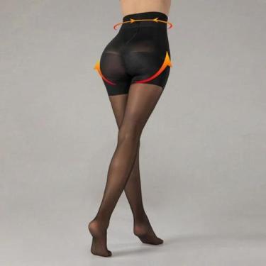 Imagem de Meias-calças Femininas 40D De Nylon Transparente Com Cintura Modelador