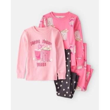 Imagem de PIJAMA 4 PEÇAS CARTER'S - MOVIE NIGHT ROSA - MENINA - Roupas Confortáv