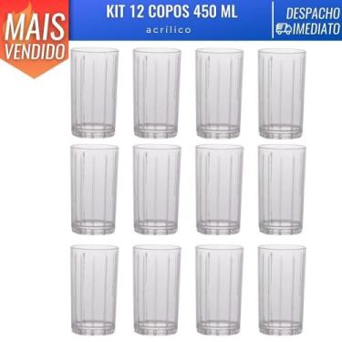 Imagem de Kit 12 Copos Liv Acrílico Agua Drinks Sucos Transparente 450ml - Param