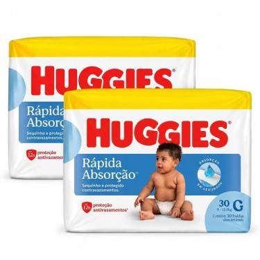 Imagem de Kit 2 Fraldas Huggies Rápida Absorção G 30 Un + Envio Rápido