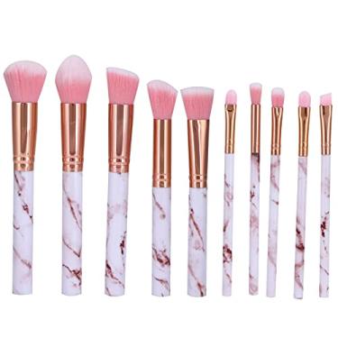 Imagem de Conjunto de pincéis de maquiagem, conjunto de 10 pincéis de maquiagem, portátil, confortável e macio para maquiagem facial para mulheres (cerdas rosa)