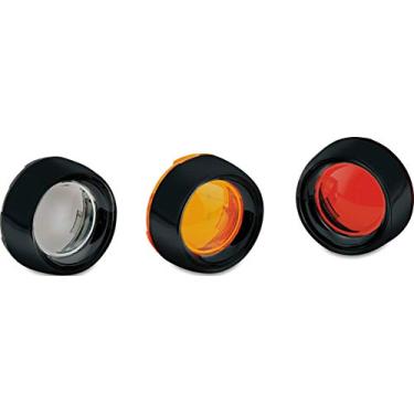 Imagem de Kuryakyn 5482 Acessórios de iluminação de motocicleta: Bisel de prato profundo para motocicletas Harley-Davidson 2000-19 com luzes de seta/pisca-pisca, lente vermelha, preto brilhante, 1 par