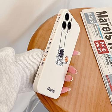 Imagem de Yonds Queen Capa fofa para iPhone 12 Pro Max, design legal de desenho animado com astronauta planeta lua, design elegante de TPU macio à prova de choque antiderrapante (iPhone 12 Pro Max, planeta branca)