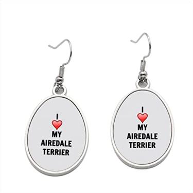 Imagem de Airdale Terrier Brinco com pingente para meninas - Presente de festa de aniversário dos namorados