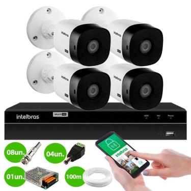 Imagem de Kit 4 Câmeras Segurança VHL 1220 B Full HD 1080p DVR Gravador Intelbras MHDX 1204 4 Canais