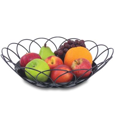 Imagem de Fruteira Legumeira Argola Porta Fruta Verdura Bancada Mesa Preta