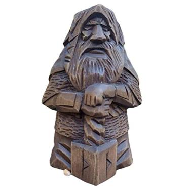 Imagem de YQkoop Estátuas de Deuses Nórdicos - Estátua de Odin Thor Tyr Ulfhednar Mitologia Viking nórdica Estatuetas de resina pagã nórdica ornamentos arte para decoração de escritório doméstico (Thor) 10 cm (3,9 pol.)