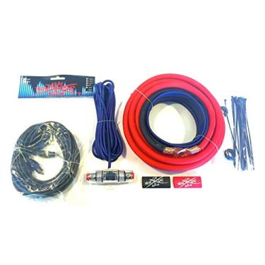 Imagem de Kit de amplificador de 4 Ga CCA AWG torcido RCA vermelho preto completo céu alto