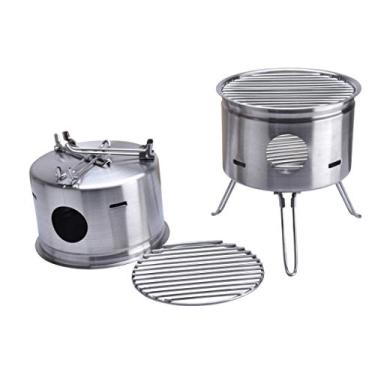 Imagem de ARC USA BQ2026, fogão de aço inoxidável fácil de carregar, fogões portáteis a lenha para piquenique, churrasco, acampamento e caminhada com grade